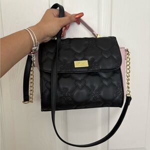 Chic Black Crossbody Bag with Gold Accents